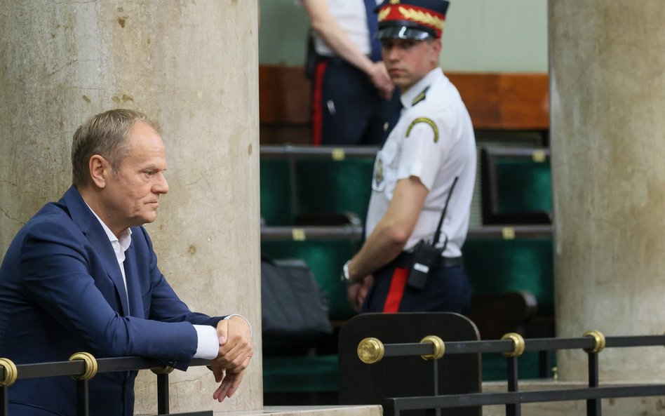 Donald Tusk w Sejmie, w czasie głosowania nad wetem Senatu do „lex Tusk”