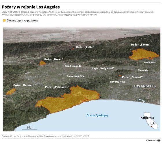 Pożary w rejonie Los Angeles