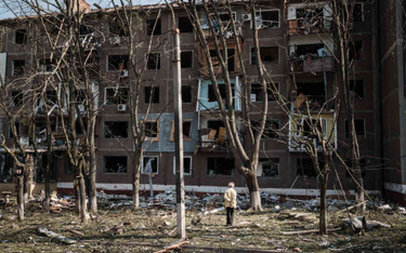Zniszczony przez Rosjan budynek mieszkalny w Kramatorsku