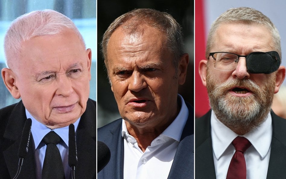 Jarosław Kaczyński, Donald Tusk i Grzegorz Braun