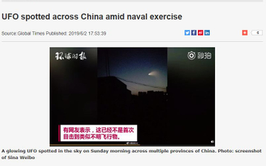 Chińczycy informują o UFO nad krajem. To był test broni?