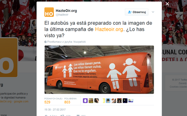 Władze Madrytu zarekwirowały autobus z hasłem "Chłopcy mają penisy"