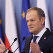 Premier Donald Tusk podczas konferencji prasowej w KPRM