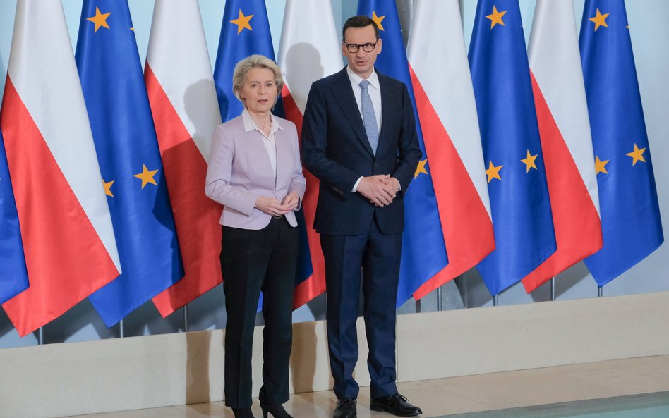 Przewodnicząca Komisji Europejskiej Ursula von der Leyen i premier Mateusz Morawiecki