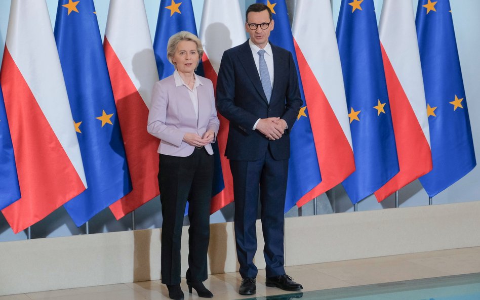 Przewodnicząca Komisji Europejskiej Ursula von der Leyen i premier Mateusz Morawiecki