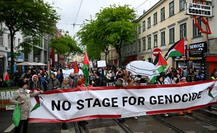 Protesty w Wiedniu przed finałem Eurowizji.