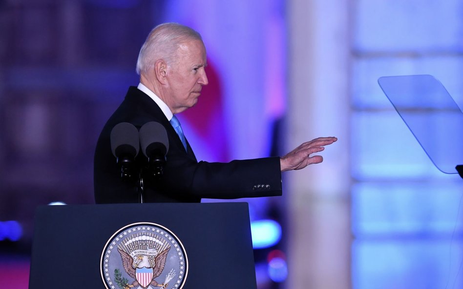 Marcowa wizyta prezydenta USA Joe Bidena w Polsce. Prezydent USA Joe Biden przemawiał na Placu Zamko