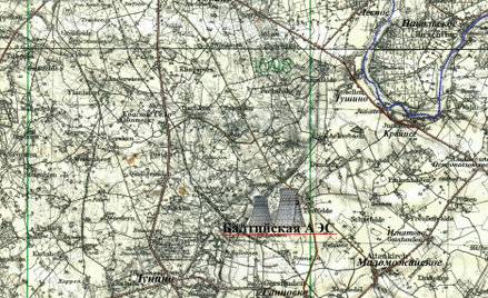 Tu miała stanąć elektrownia atomowa. Na górze mapy jest miasto Nieman, leżace na granicy z Litwą