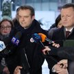 Rafał Bochenek i Mariusz Błaszczak na briefingu przed protestem