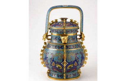 Naczynie you z nakrywą dekorowane stylizowanymi maskami taotie i ptakami, Chiny, XVIII w .