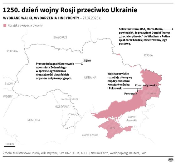 Tak wyglądała sytuacja na froncie w 1250 dniu wojny