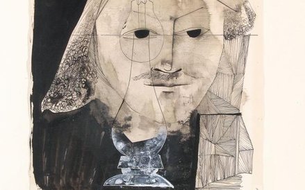 Marian Bogusz Portret Rembrandta, 1955 tusz, 49,2 x 35 sygn. na passe-partout.: mbogusz 55 nr inw.: 