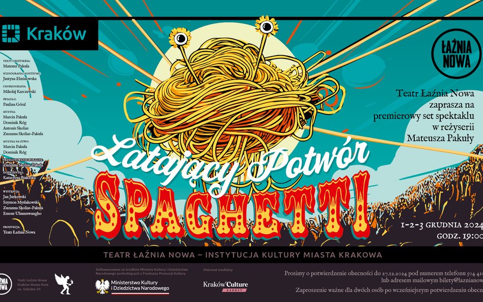 Latający Potwór Spaghetti. Premiera 1 grudnia w Łaźni Nowej w Krakowie