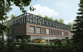 Wizualizacja pawilonu dla bezdomnych kotów, widok od strony północnej