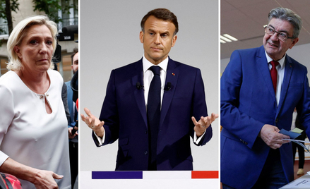 Marine Le Pen, Emmanuel Macron i Jean-Luc Mélenchon