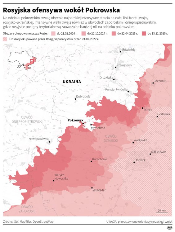Jak rozwija się rosyjska ofensywa na wschodzie Ukrainy? (stan na 13 listopada 2025 roku)