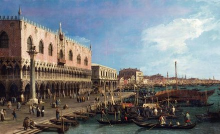 Antonio Canal zwany Canaletto „Widok molo z kolumną św. Marka” (przed 1742 r.) można podziwiać na wy