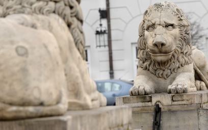 Lwy przed pałacem Prezydenckim (zdjęcie z 2009 r.)