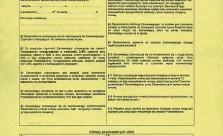 W umowie warszawskiej firmy z alei Witosa nie ma numerów licencji i polisy ubezpieczeniowej pośredni