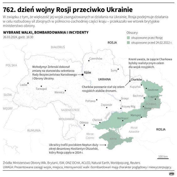 Tak wyglądała sytuacja na froncie na Ukrainie w 762. dniu wojny