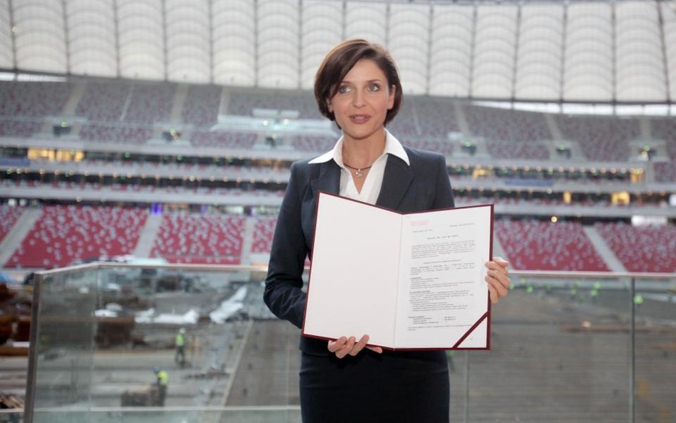 Joanna Mucha na Stadionie Narodowym w Warszawie.