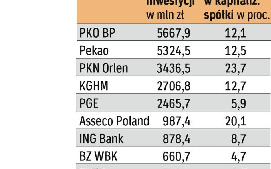 Akcje spółek, które stanowią ponad 1 proc. aktywów choćby jednego z OFE.