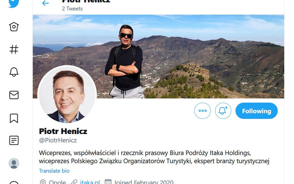 Piotr Henicz obecny na Twitterze