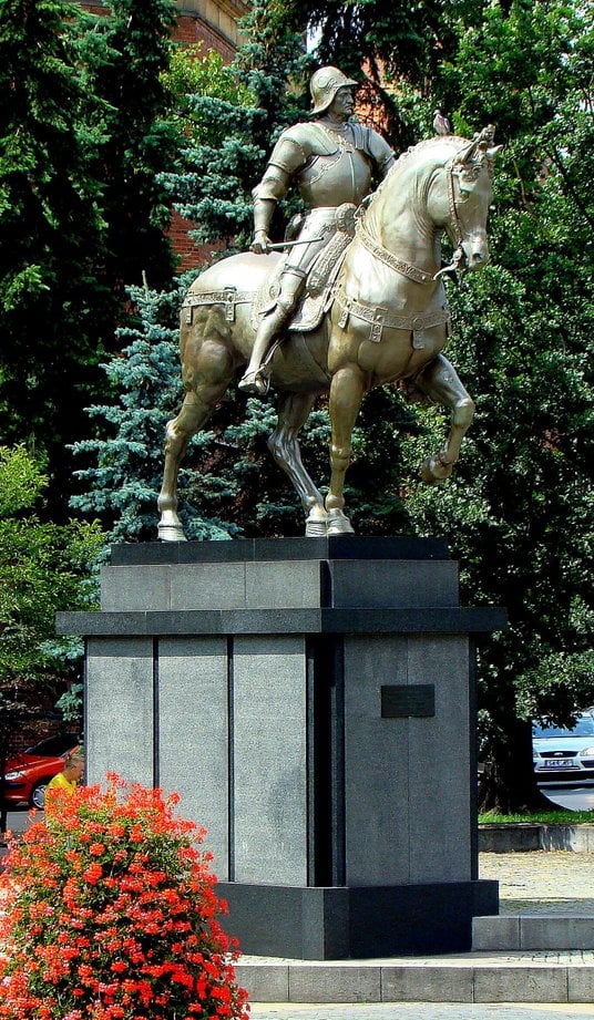 Pomnik Bartolomea Colleoniego (kopia) na placu Lotników w Szczecinie