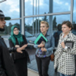 Posłanki Nowoczesnej Joanna Scheuring-Wielgus (2P) i Monika Rosa (P) podczas wizyty na Kolejowym Prz