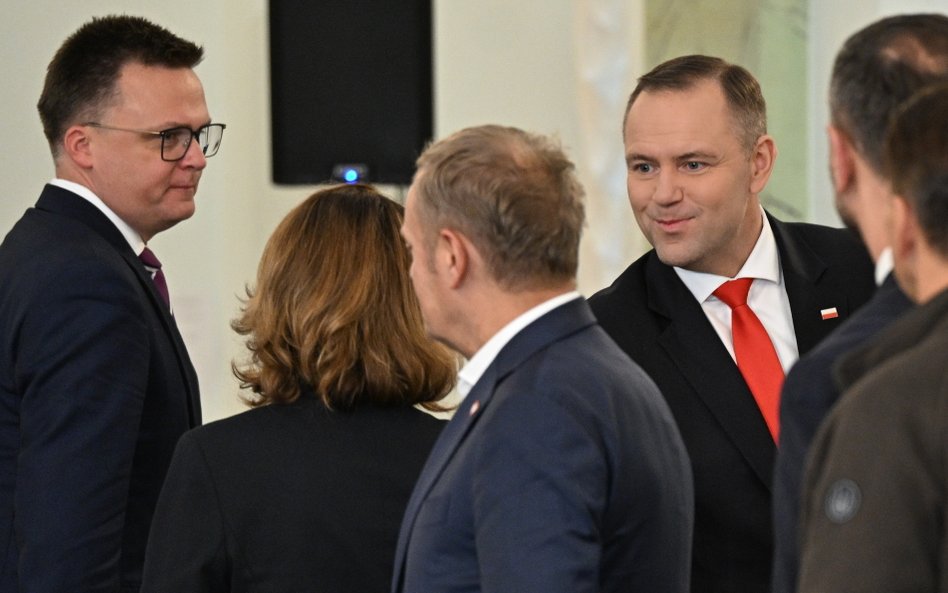 Posiedzenie Rady Bezpieczeństwa Narodowego w Pałacu Prezydenckim. Na zdjęciu marszałek Sejmu Szymon 