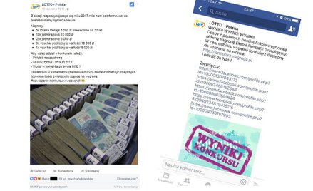 Pensja od "Lotto". Oszustwo na Facebooku
