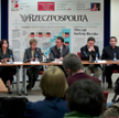 Debata w redakcji "Rz". Na zdjęciu Karol Jakubowicz, medioznawca, Elżbieta Kruk, poseł PiS, Iwona śl