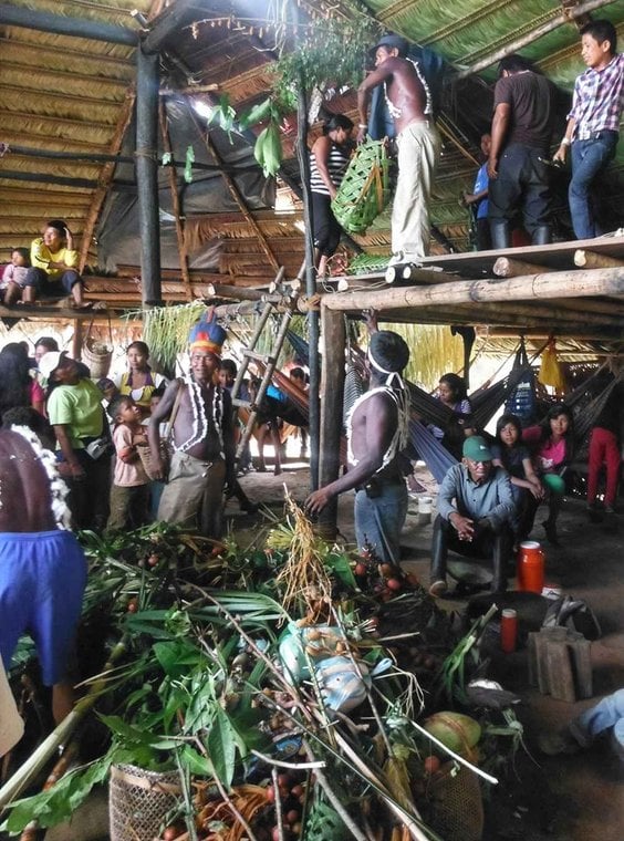 La Chorrera, Amazonia kolumbijska, osada ludu Mɨnɨka (Murui-Muina). Baile de la Fruta to jedno z klu