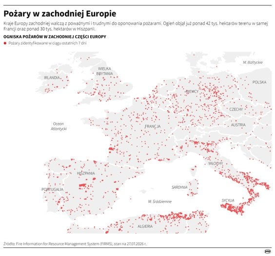 Pożary w zachodniej Europie