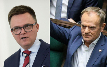 Marszałek Sejmu Szymon Hołownia i przewodniczący PO Donald Tusk