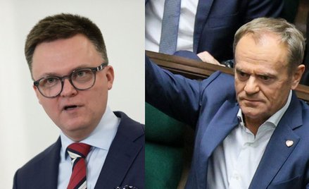 Marszałek Sejmu Szymon Hołownia i przewodniczący PO Donald Tusk