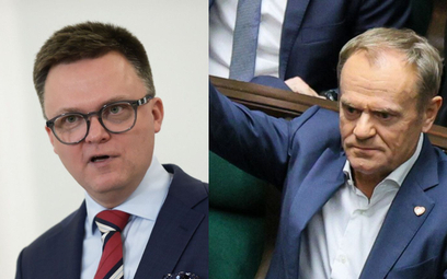 Marszałek Sejmu Szymon Hołownia i przewodniczący PO Donald Tusk