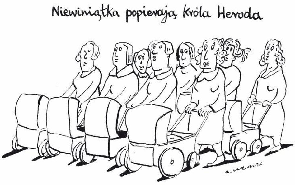 Komentarz rysunkowy. Niewiniątka popierają króla Heroda