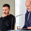 Prezydent Ukrainy Wołodymyr Zełenski i kanclerz Niemiec Olaf Scholz