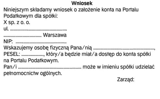 Wzór – wniosek o założenie konta na Portalu Podatkowym