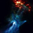 W centrum obrazu znajduje się młody i silny pulsar PSR B1509-58. Obiekt, sfotografowany przez obserw