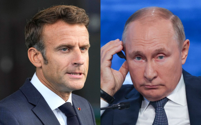 Prezydent Francji Emmanuel Macron i prezydent Rosji Władimir Putin
