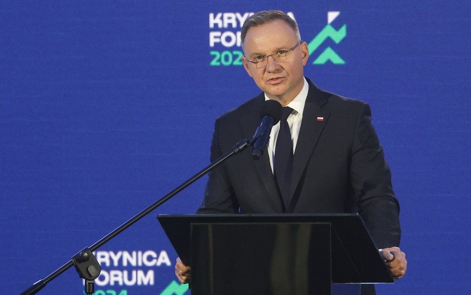 Prezydent RP Andrzej Duda w drugim dniu Krynica Forum 2024