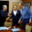 Premier Wielkiej Brytanii Keir Starmer, prezydent Francji Emmanuel Macron i kanclerz Niemiec Friedri