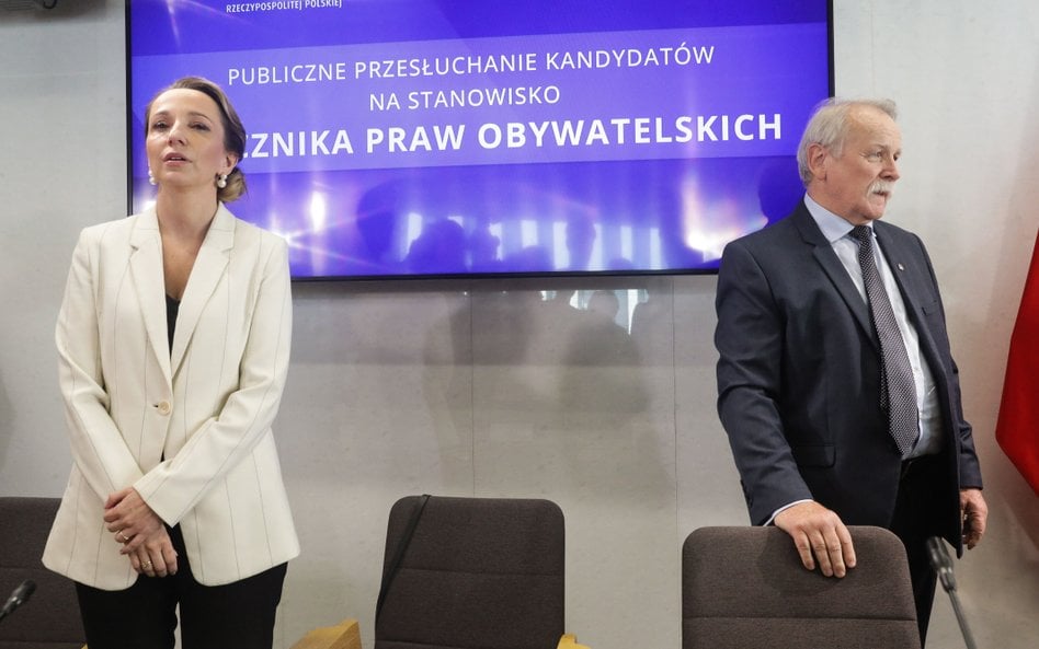 Kandydaci na stanowisko Rzecznika Praw Obywatelskich: Sylwia Gregorczyk-Abram (L) i Adam Borowski (P