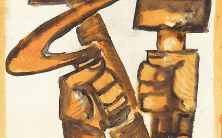 Andrzej Wróblewski Słońce i inne gwiazdy, 1948 gwasz, 15,5 x 22,8 nr inw.: MPŚ-M/283 Wł. Muzeum Pomo