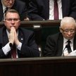 Prezes Prawa i Sprawiedliwości Jarosław Kaczyński (P) oraz wiceprezes ugrupowania Przemysław Czarnek