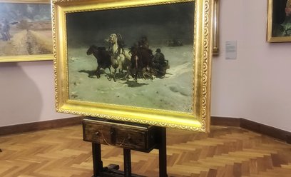Przekazany Muzeum Narodowemu w Warszawie obraz „Zima - Odwrót Napoleona spod Moskwy” Alfreda Wierusz