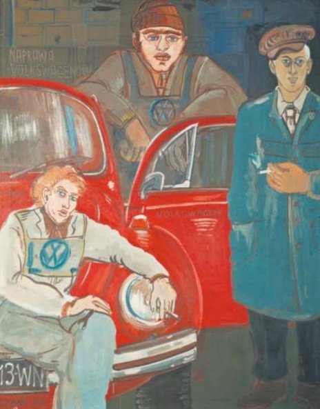 Obraz Dwurnika „Miłość do volkswagena” ma cenę wywoławczą 45 tys. zł.